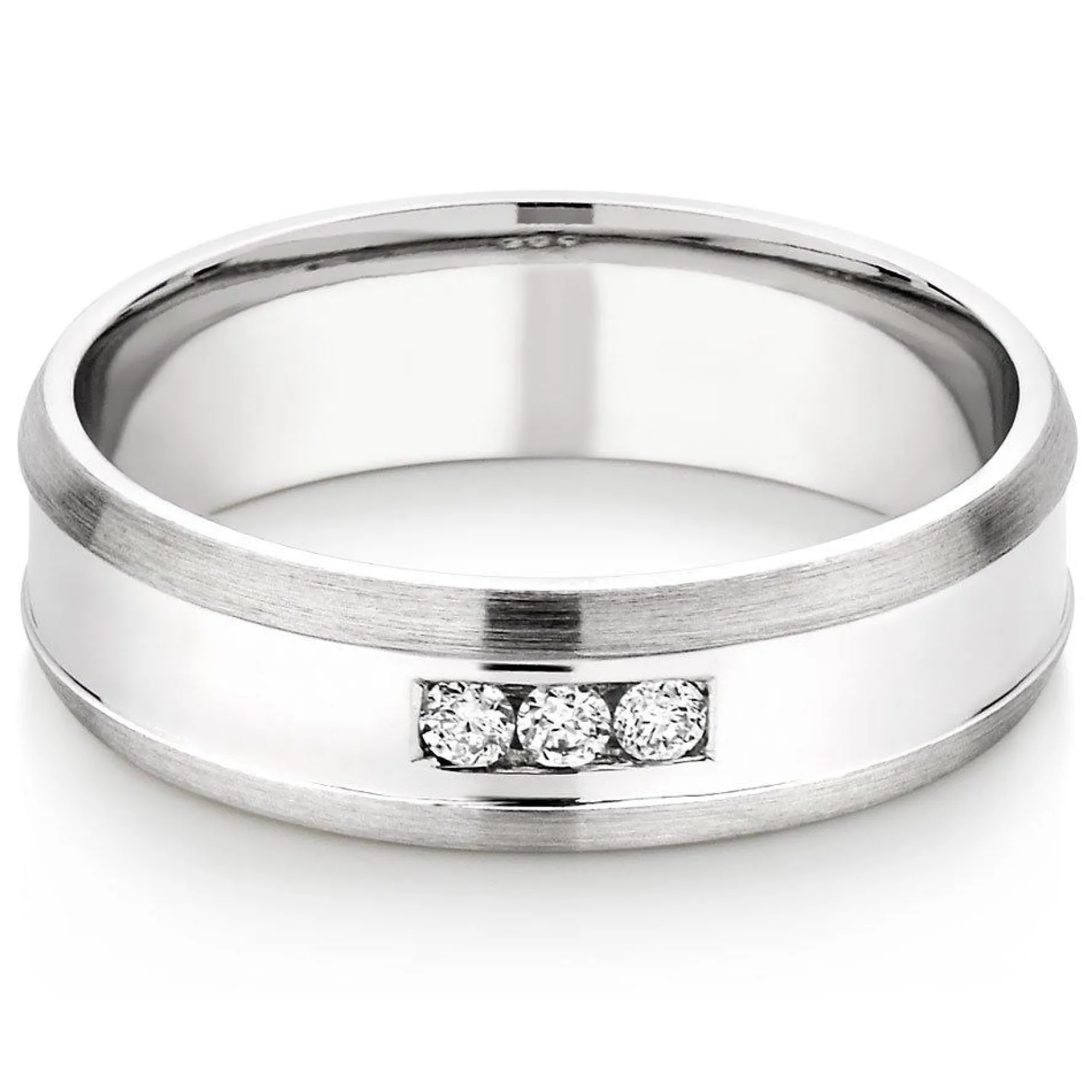 Beaverbrooks 9ct White Gold Diamond 6mm Men's Wedding Ring