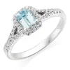 Beaverbrooks 18ct White Gold Diamond Aquamarine Halo Engagement Ring