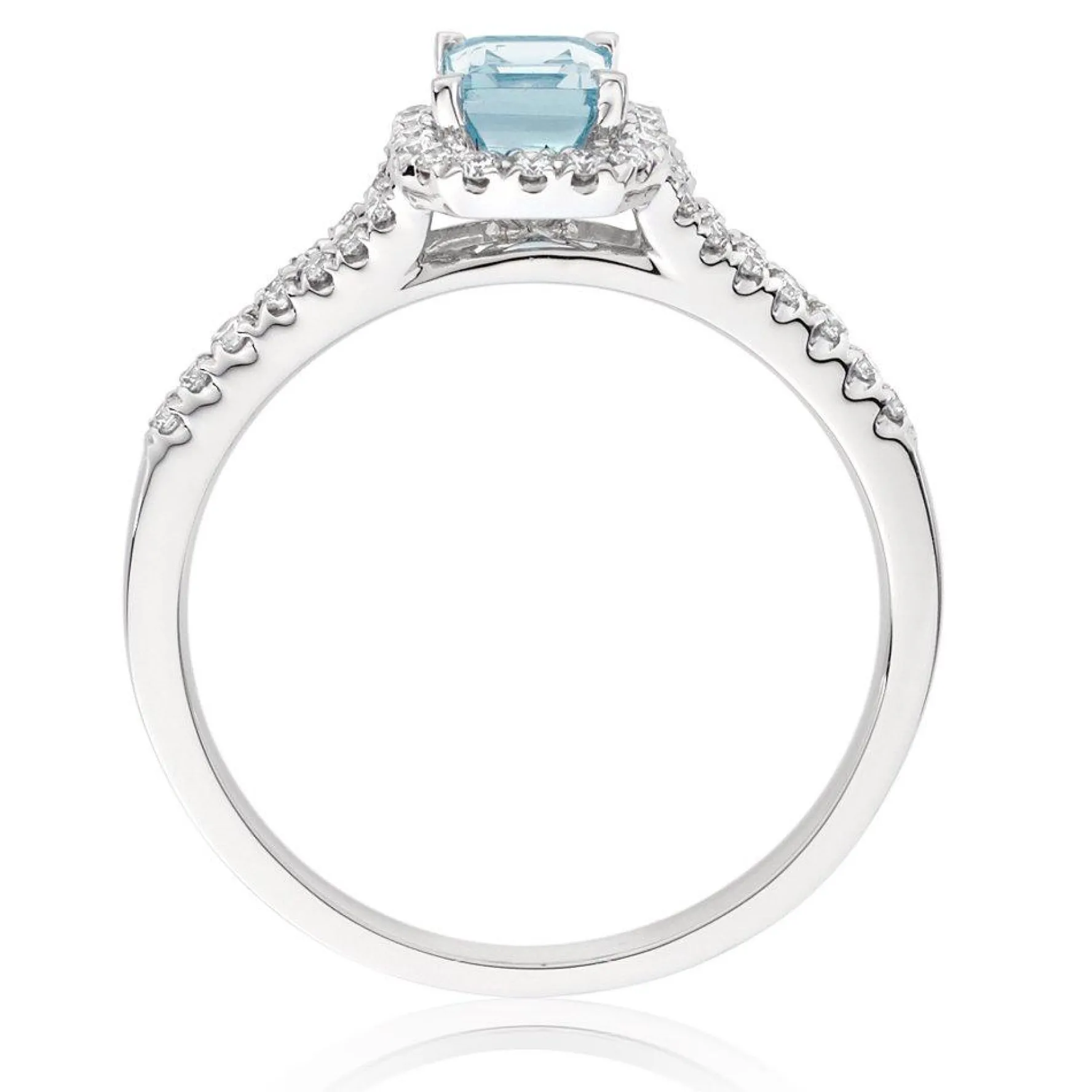 Beaverbrooks 18ct White Gold Diamond Aquamarine Halo Engagement Ring