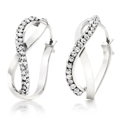 Beaverbrooks 9ct White Gold Crystal Hoop Earrings