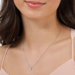 Beaverbrooks 9ct White Gold Diamond Initial J Pendant