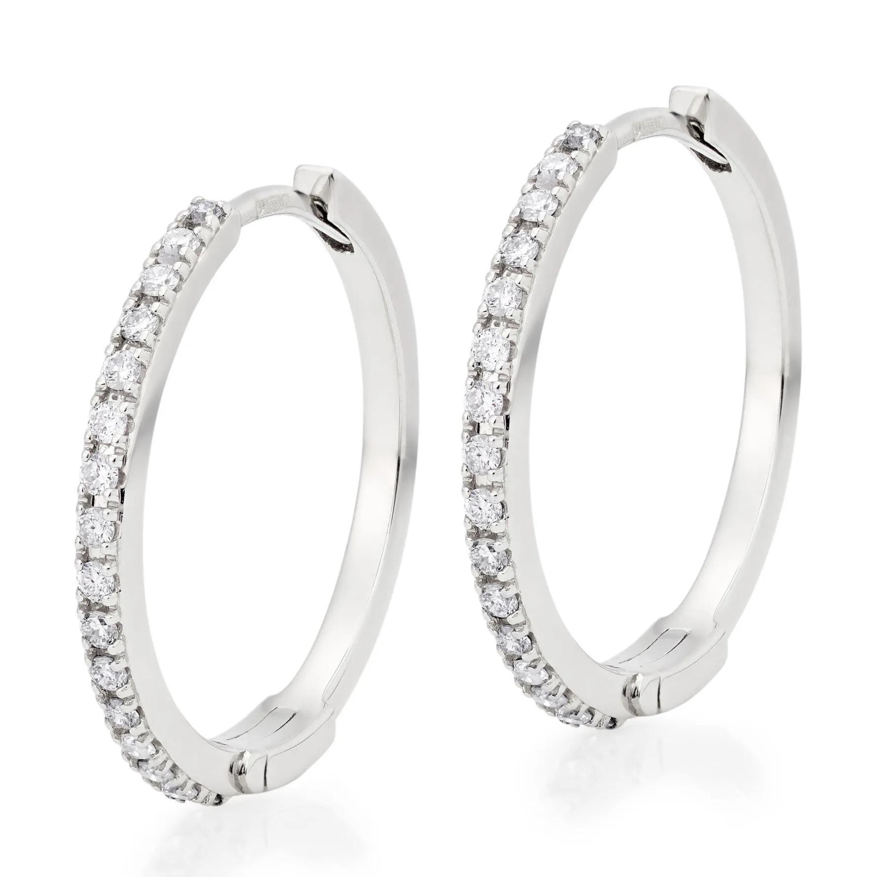 Beaverbrooks 9ct White Gold Diamond Hoop Earrings