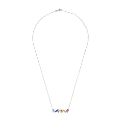 Beaverbrooks 9ct White Gold Multi Coloured Necklace
