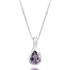 Beaverbrooks 9ct White Gold Diamond Amethyst Pendant