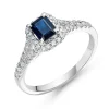 Beaverbrooks 18ct White Gold Diamond Sapphire Halo Engagement Ring