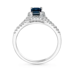 Beaverbrooks 18ct White Gold Diamond Sapphire Halo Engagement Ring