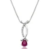 Beaverbrooks 9ct White Gold Diamond Ruby Pendant
