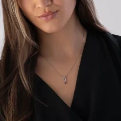 Beaverbrooks 9ct White Gold Diamond Ruby Pendant