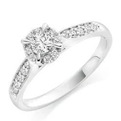 Beaverbrooks 18ct White Gold Diamond Halo Engagement Ring