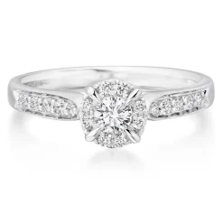 Beaverbrooks 18ct White Gold Diamond Halo Engagement Ring