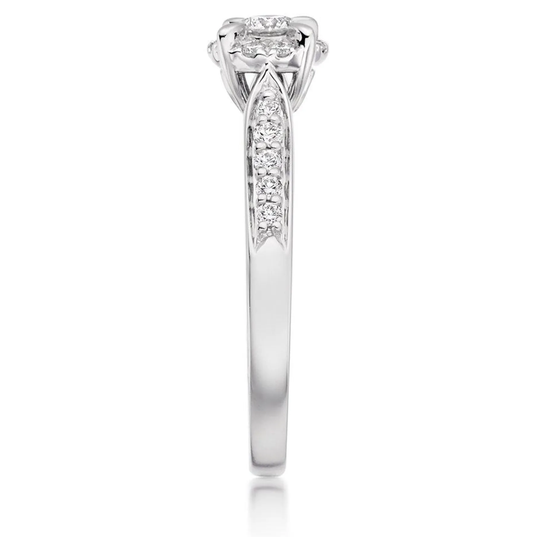 Beaverbrooks 18ct White Gold Diamond Halo Engagement Ring