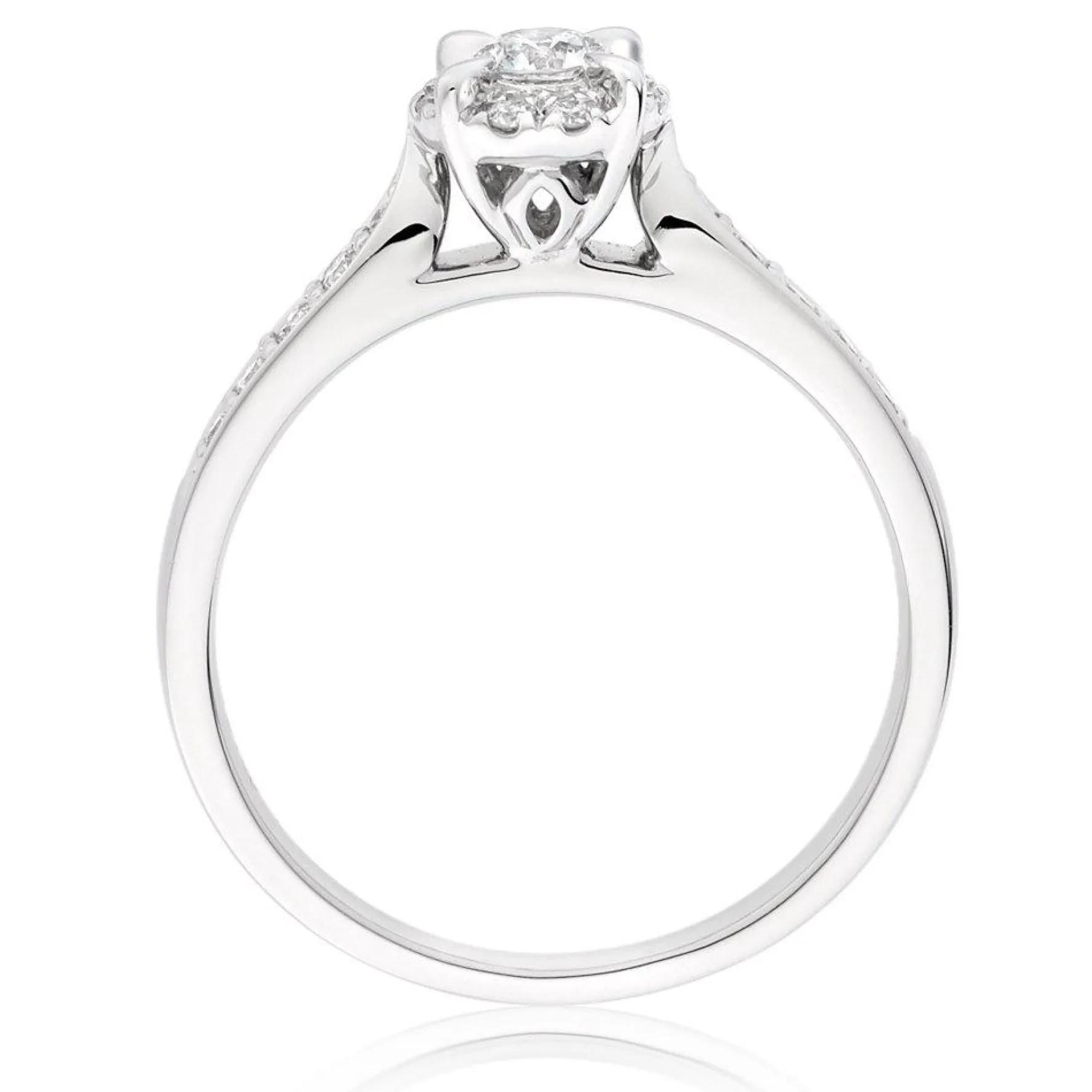 Beaverbrooks 18ct White Gold Diamond Halo Engagement Ring