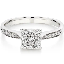 Beaverbrooks 18ct White Gold Diamond Cluster Engagement Ring