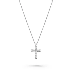 Beaverbrooks 18ct White Gold Diamond Cross Pendant