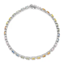 Beaverbrooks 9ct White Gold Diamond Sapphire Bracelet