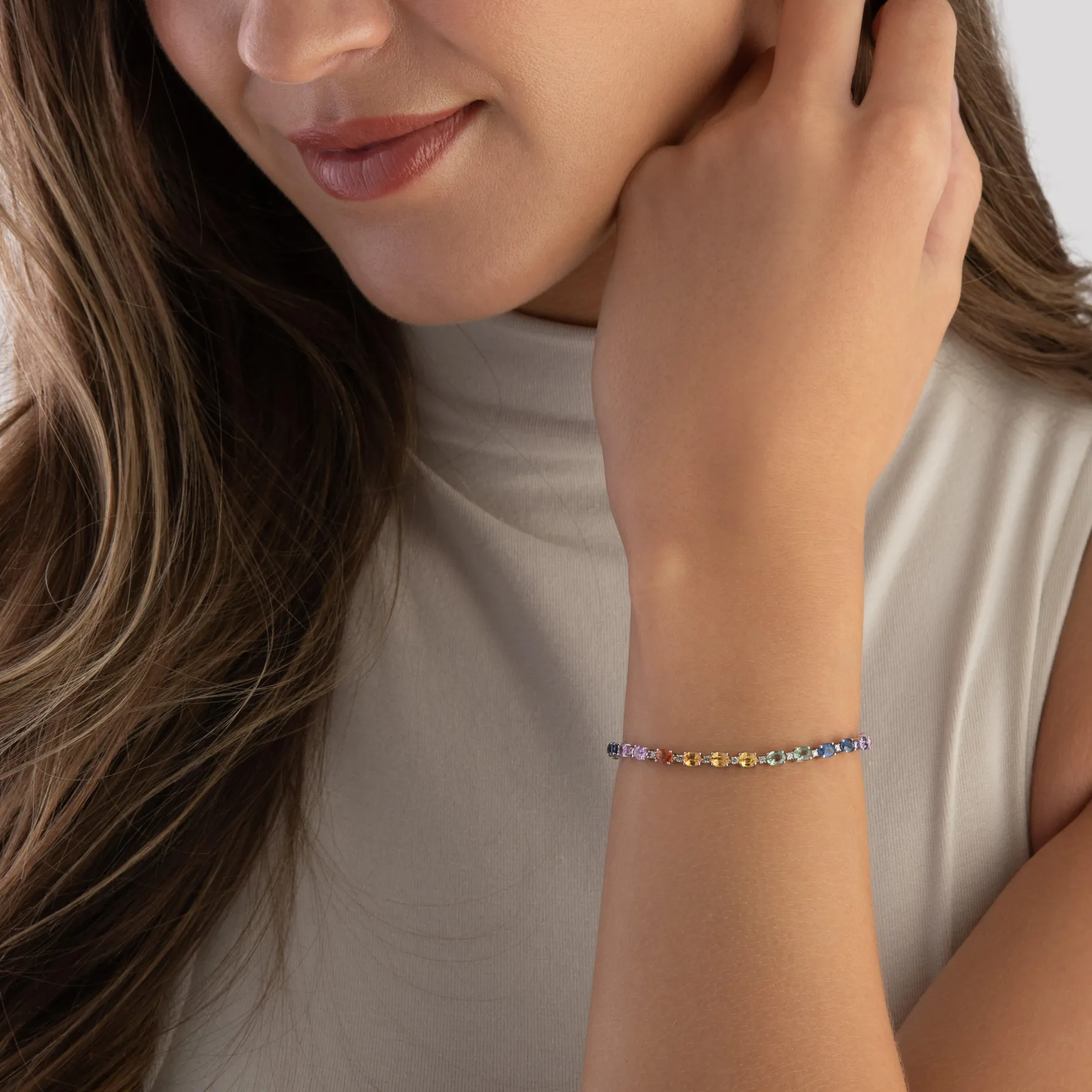 Beaverbrooks 9ct White Gold Diamond Sapphire Bracelet