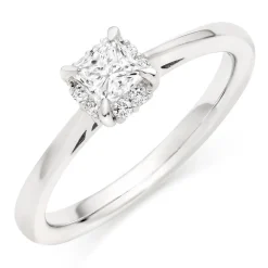 Beaverbrooks 18ct White Gold Diamond Princess Cut Halo Ring