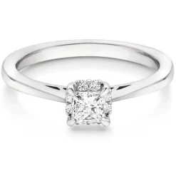 Beaverbrooks 18ct White Gold Diamond Princess Cut Halo Ring