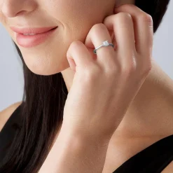 Beaverbrooks 18ct White Gold Diamond Princess Cut Halo Ring