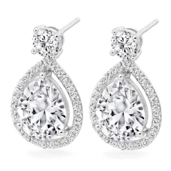 Beaverbrooks 9ct White Gold Cubic Zirconia Pear Drop Earrings