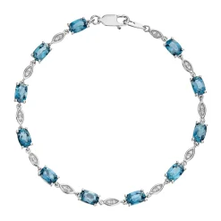 Beaverbrooks 9ct White Gold Diamond Blue Topaz Tennis Bracelet
