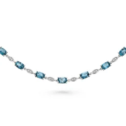 Beaverbrooks 9ct White Gold Diamond Blue Topaz Tennis Bracelet