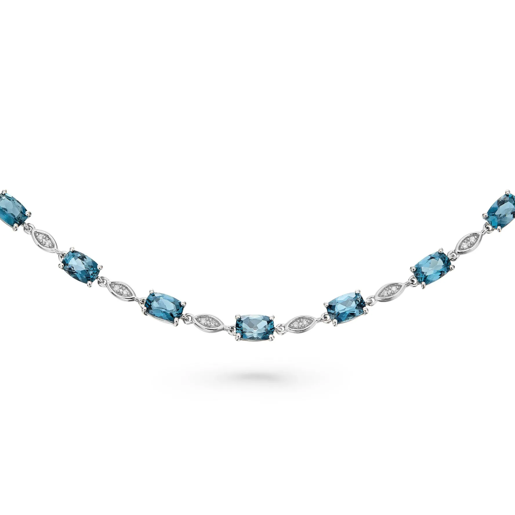 Beaverbrooks 9ct White Gold Diamond Blue Topaz Tennis Bracelet