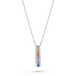 Beaverbrooks 18ct White Gold Diamond Sapphire Pendant