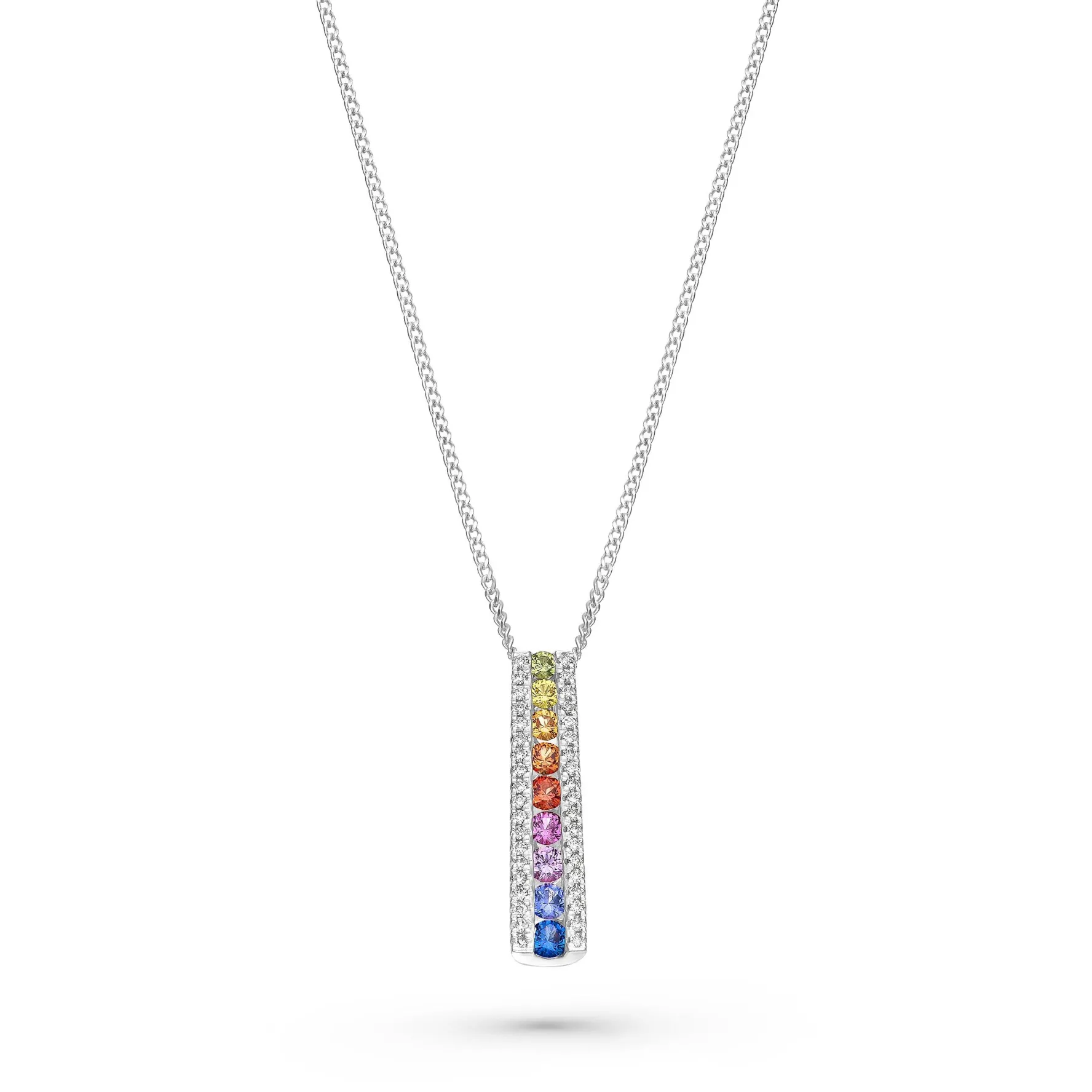 Beaverbrooks 18ct White Gold Diamond Sapphire Pendant