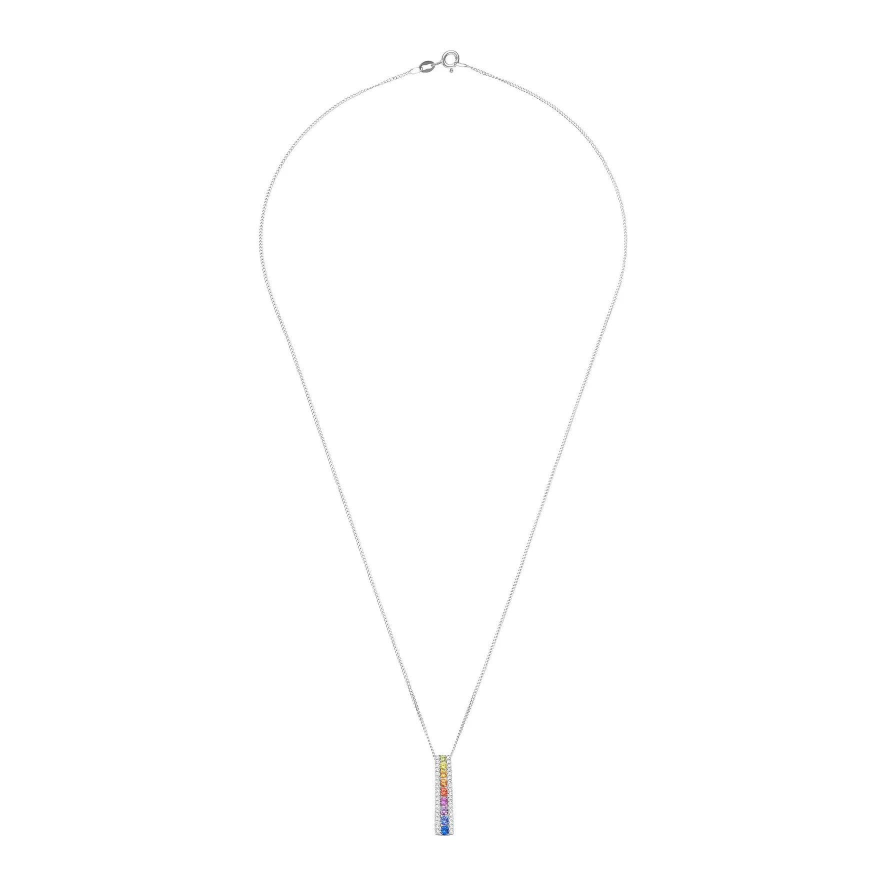 Beaverbrooks 18ct White Gold Diamond Sapphire Pendant