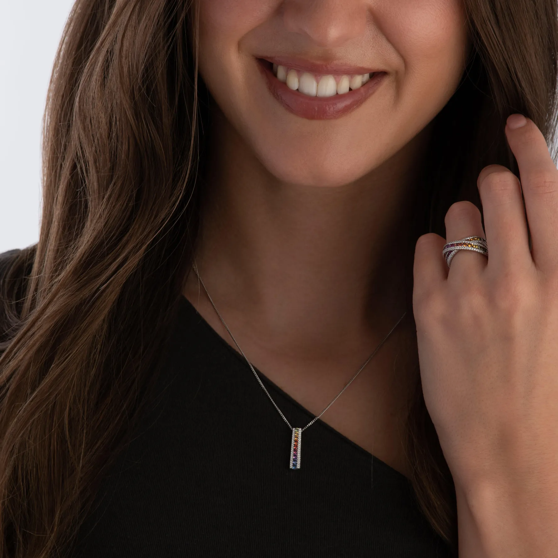 Beaverbrooks 18ct White Gold Diamond Sapphire Pendant