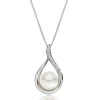Beaverbrooks 9ct White Gold Diamond Freshwater Cultured Pearl Pendant