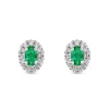 Beaverbrooks 18ct White Gold Diamond Green Emerald Halo Earrings
