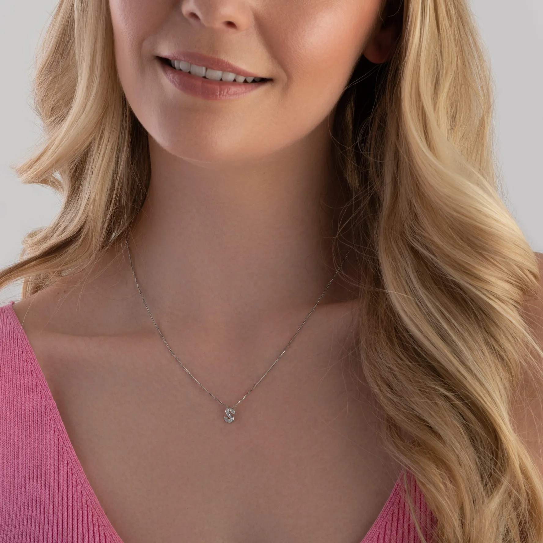 Beaverbrooks 9ct White Gold Diamond Initial S Pendant