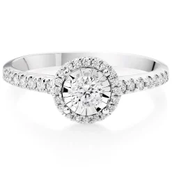 Beaverbrooks 9ct White Gold Diamond Halo Ring