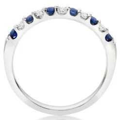 Beaverbrooks 18ct White Gold Diamond Sapphire 2.5mm Half Eternity Ring