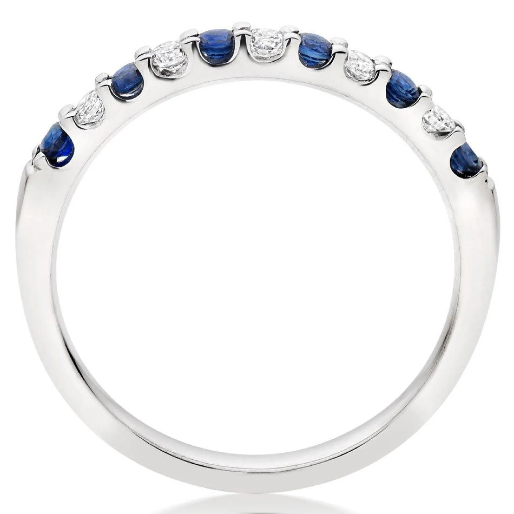 Beaverbrooks 18ct White Gold Diamond Sapphire 2.5mm Half Eternity Ring