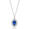Beaverbrooks 18ct White Gold Diamond Sapphire Halo Pendant