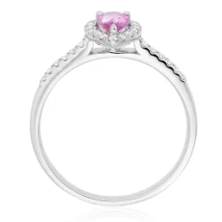 Beaverbrooks 18ct White Gold Diamond Pink Sapphire Pear Shaped Halo Ring
