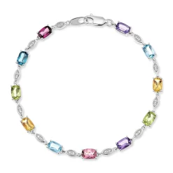Beaverbrooks 9ct White Gold Diamond Gemstone Tennis Bracelet