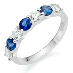 Beaverbrooks 18ct White Gold Diamond Sapphire 2mm Half Eternity Ring
