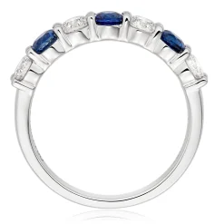 Beaverbrooks 18ct White Gold Diamond Sapphire 2mm Half Eternity Ring