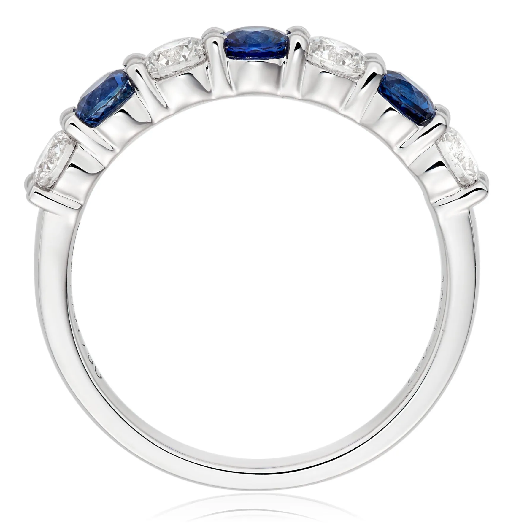 Beaverbrooks 18ct White Gold Diamond Sapphire 2mm Half Eternity Ring