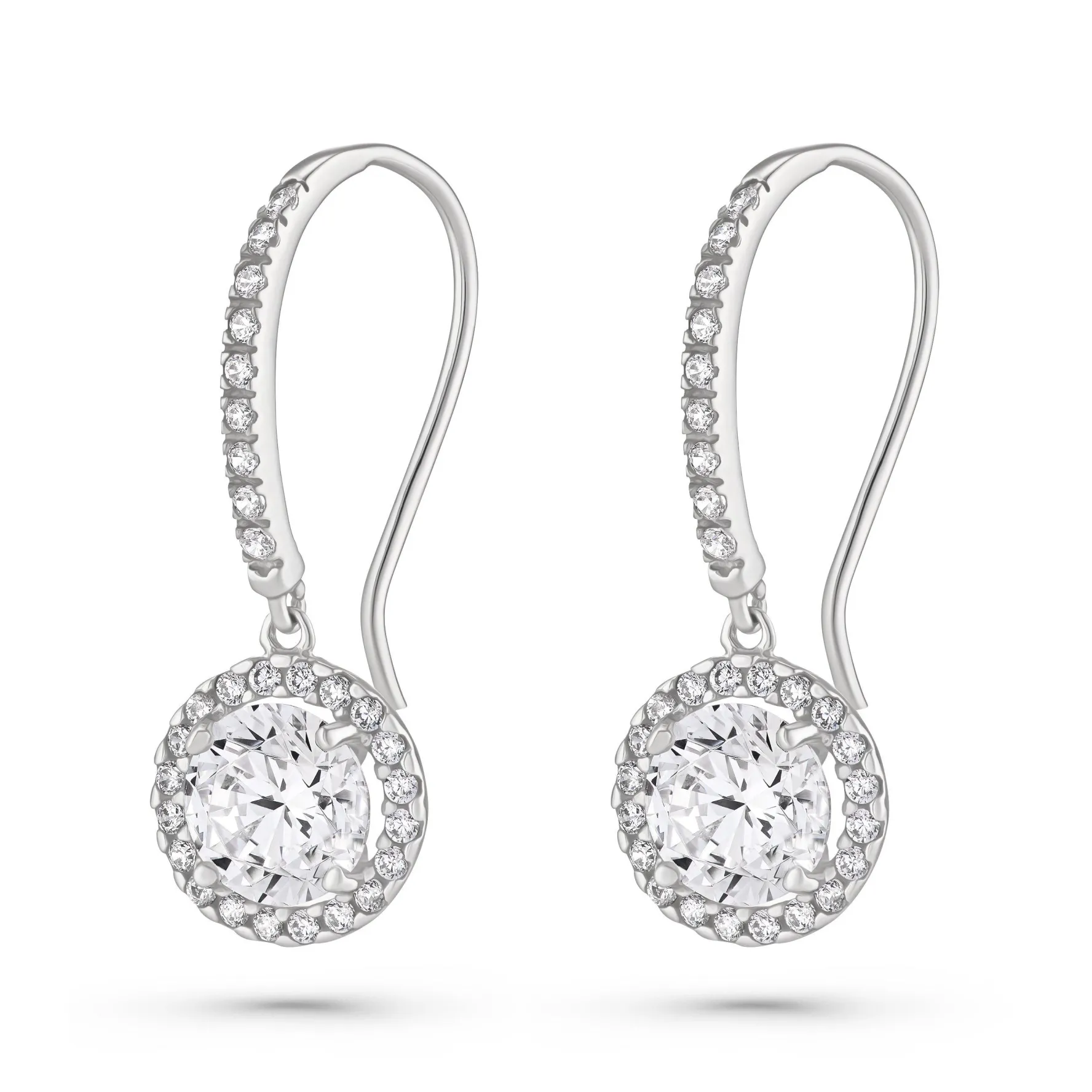 Beaverbrooks 9ct White Gold Cubic Zirconia Drop Earrings