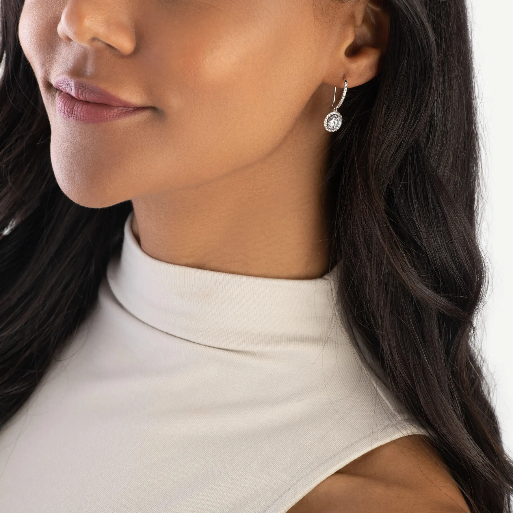 Beaverbrooks 9ct White Gold Cubic Zirconia Drop Earrings