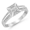 Beaverbrooks 18ct White Gold Diamond Princess Cut Cluster Engagement Ring