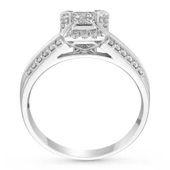 Beaverbrooks 18ct White Gold Diamond Princess Cut Cluster Engagement Ring