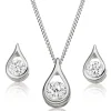 Beaverbrooks 9ct White Gold Cubic Zirconia Pear Shaped Pendant and Earrings Set