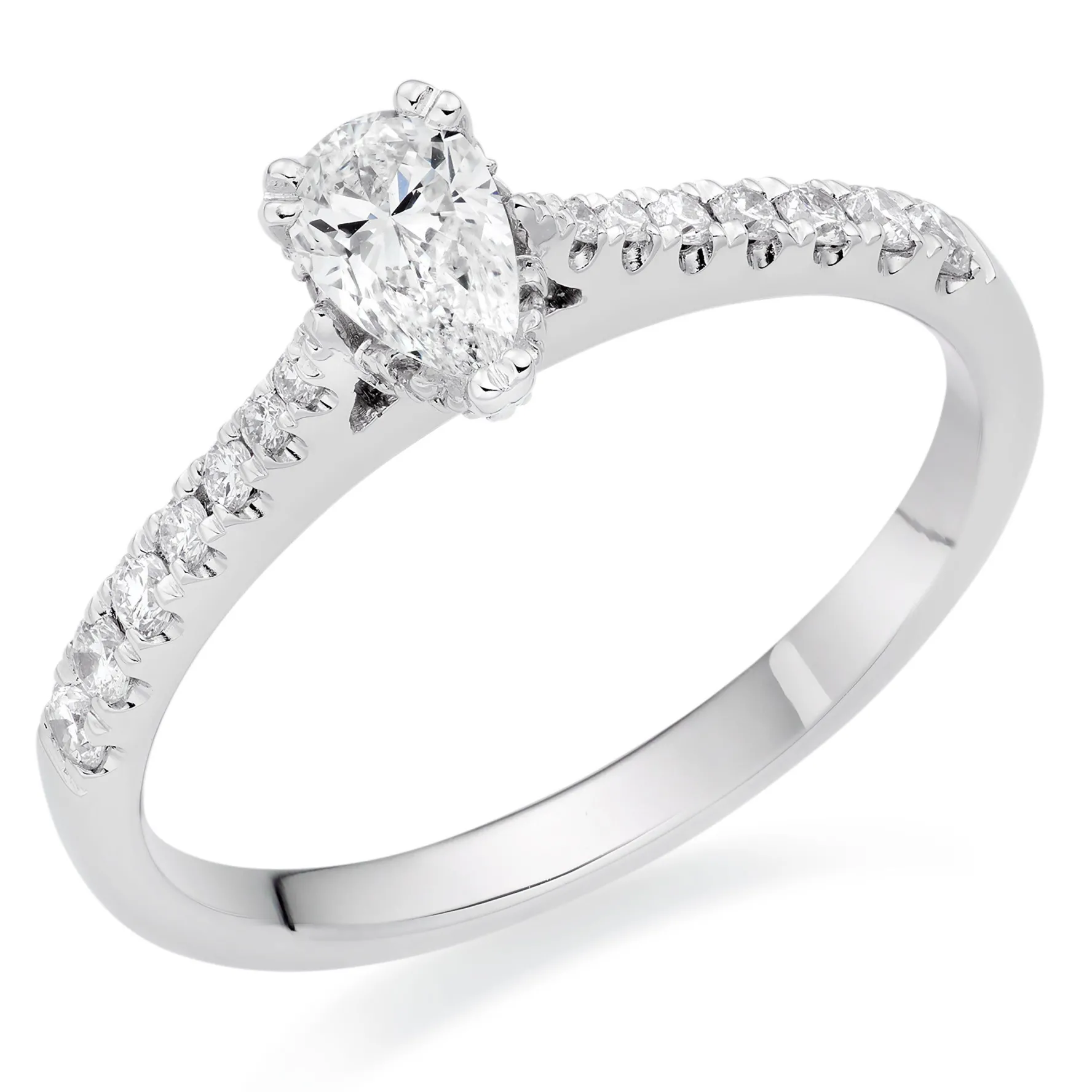 Beaverbrooks 18ct White Gold Diamond Pear Shaped Solitaire Ring