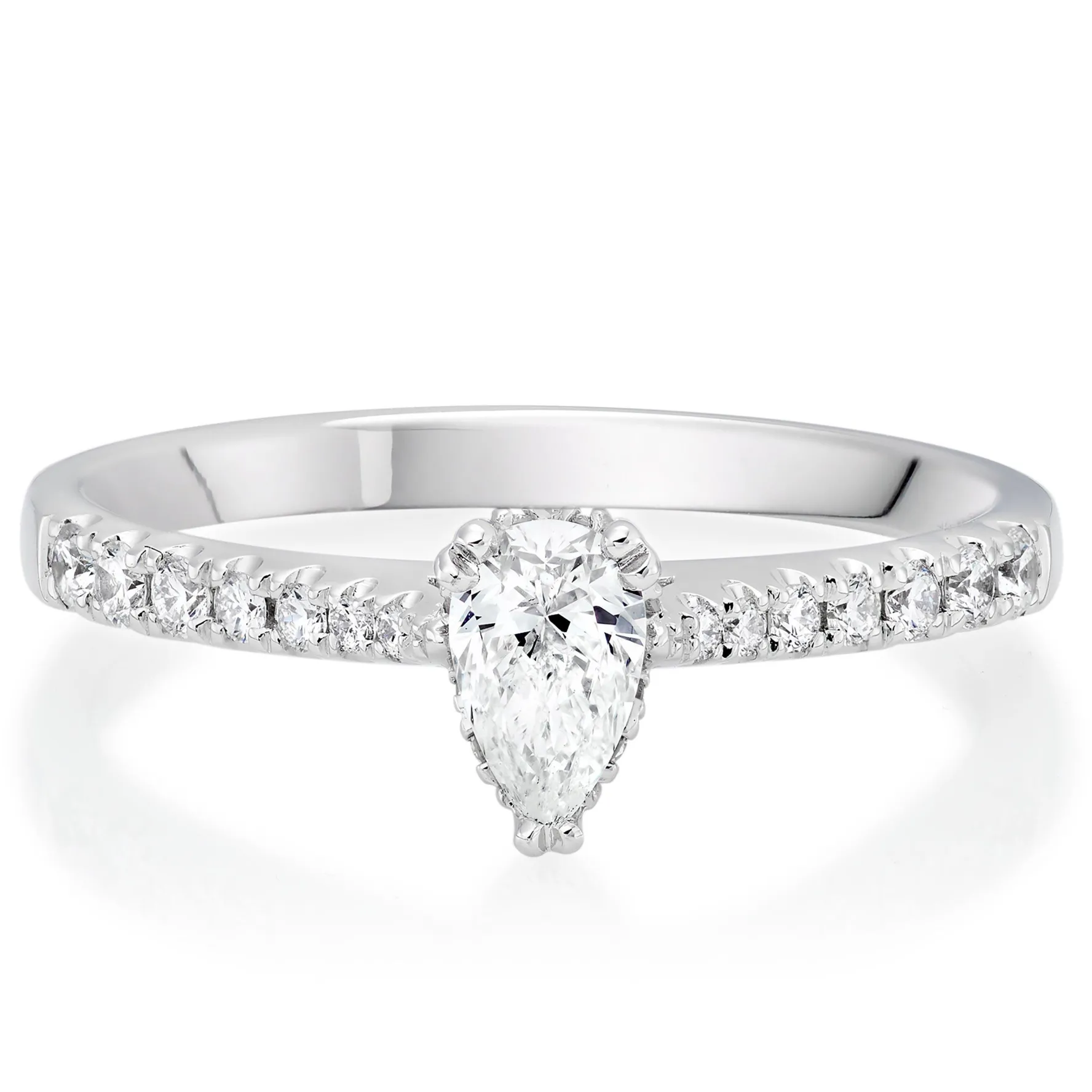 Beaverbrooks 18ct White Gold Diamond Pear Shaped Solitaire Ring
